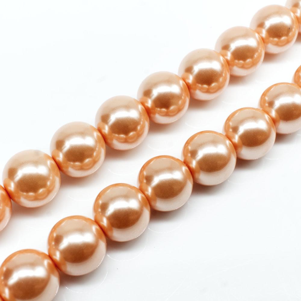 Glass Pearl Round Beads 12mm - Peach