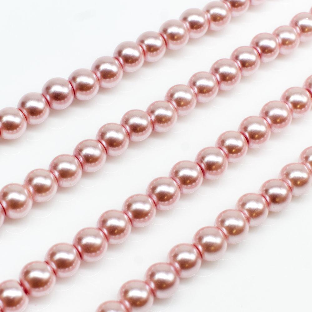 Glass Pearl Round Beads 4mm - Rose Pink
