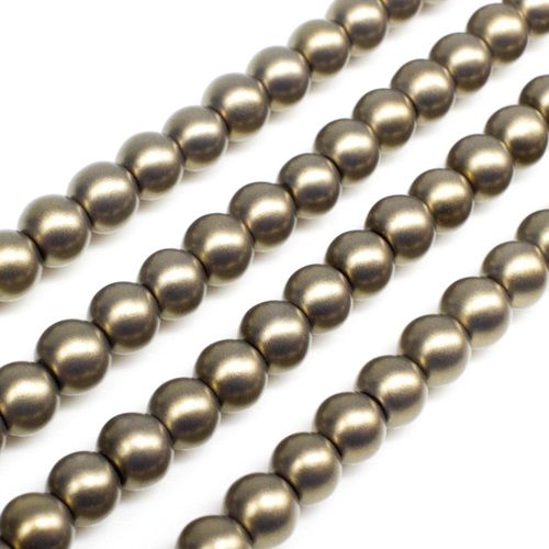 Satin Glass Pearl Round Beads 5mm - Rustic Oak