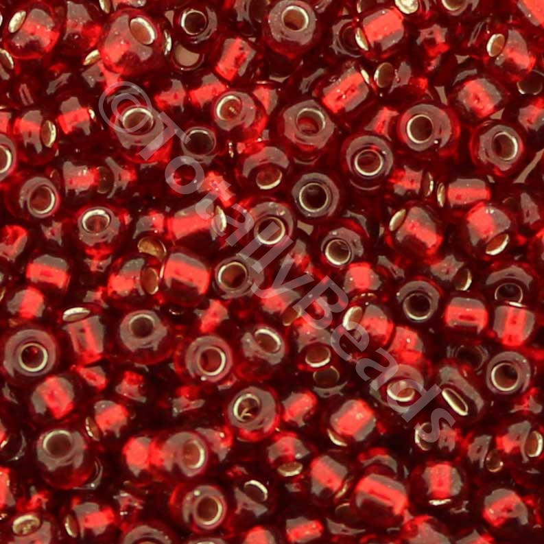 Seed Beads Silver Lined  Dark Red - Size 8 100g