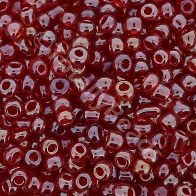 Seed Beads Transparent  Luster Red - Size 8 100g
