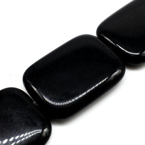 Volcano Glass Beads 40mm Rectangle   Black for jewellery making