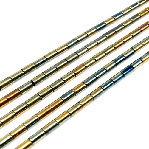 Glass Tube Beads 5mm 15" String   Green Gold for jewellery making