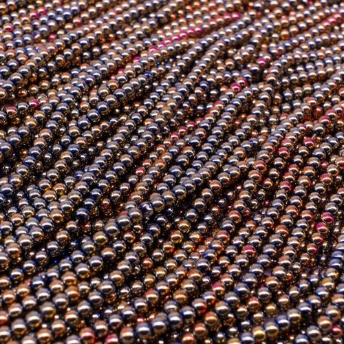 Glass Round Beads 2mm 15" String   Brown Rainbow for jewellery making