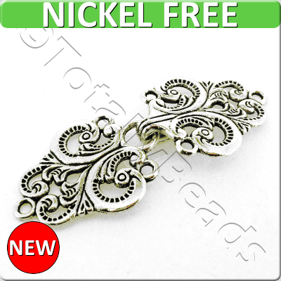 Metal Toggle - Fleur-de-lys 37mm Antique Silver