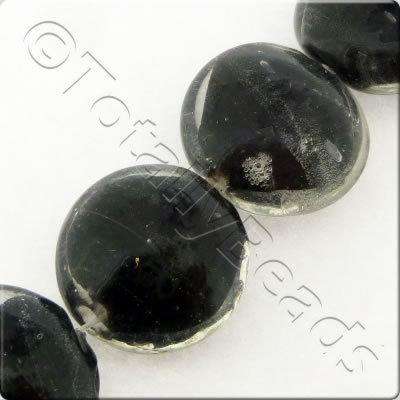 Lampwork Disc 20mm - Clear & Black Core - 16" String
