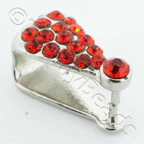 Silver Red Diamante Bail - 14mm