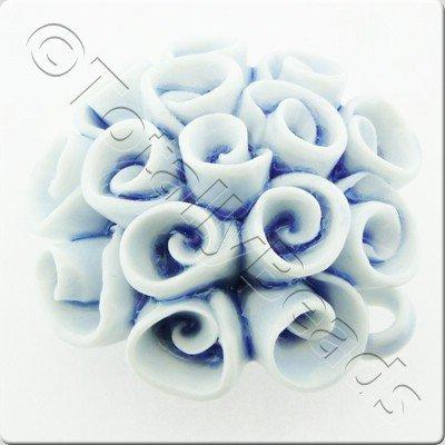Ceramic Pendant - Swirl Flower - White&Blue