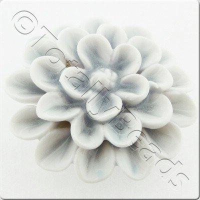 Ceramic Pendant - Flower - White&Grey