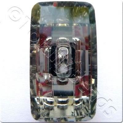 Crystal Button - Rectangle 30mm - Silver Grey