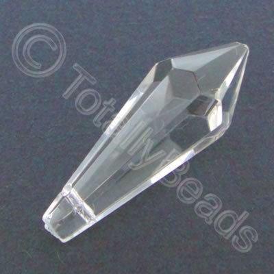 Glass Pendant Pointed Drop Clear - 37mm