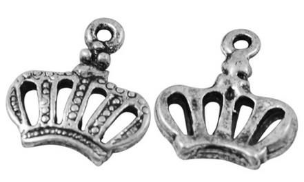 Metal Charm Crown 14mm 20pcs   Antique Silver for jewellery making