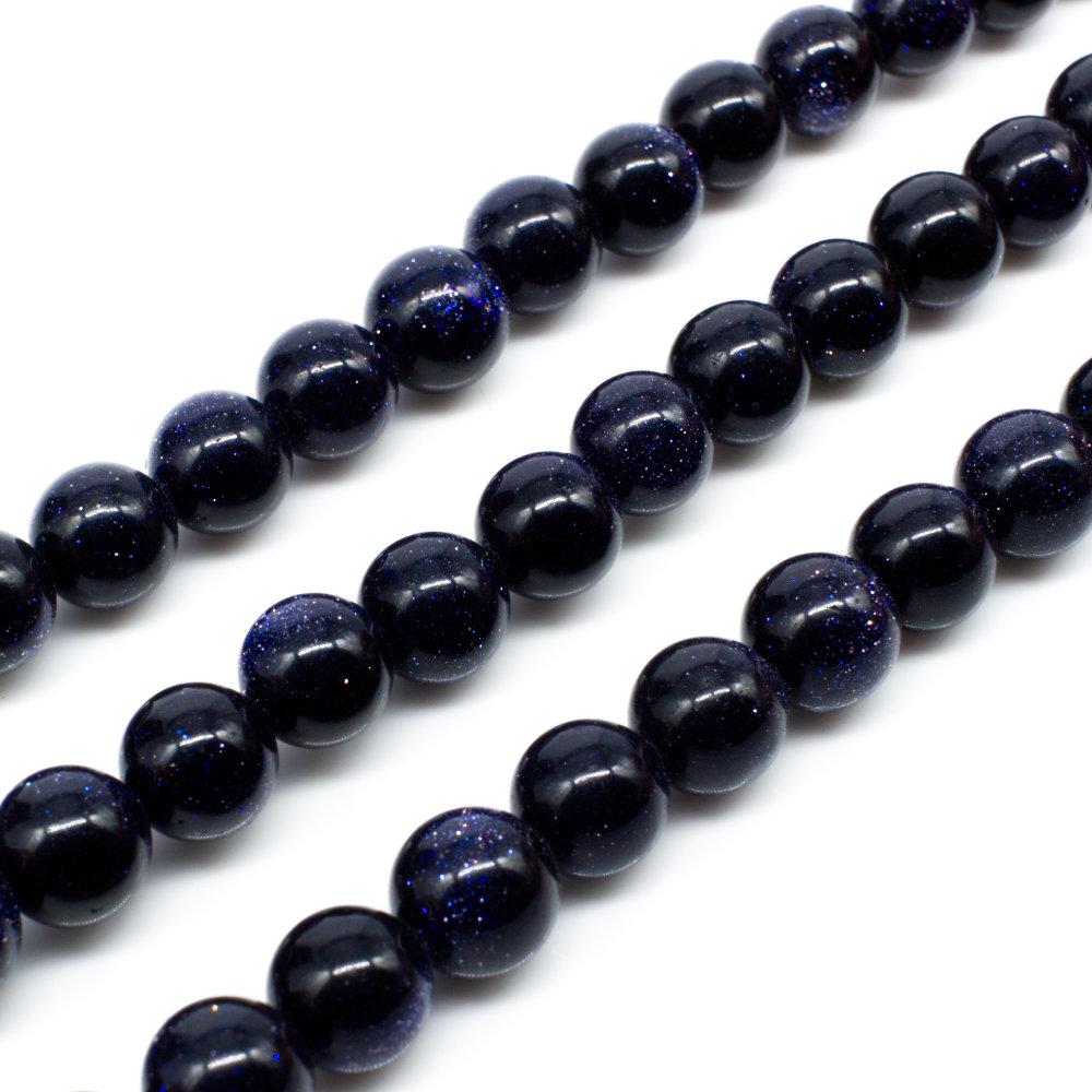 thumbnail image 2 of Blue Sandstone Gemstone Round Faceted Beads For Jewelry Making - 2mm, Gold Flash, 25+ Pieces 2 of 5