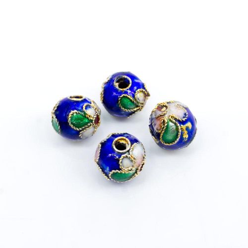 Cloisonne 8mm Round Bead   Dark Blue 1pc for jewellery making
