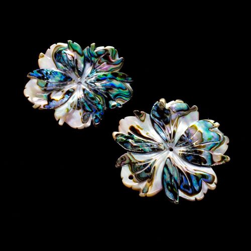 Mother of Pearl Pendant 5 Petal Flower 30mm Abalone V2 for jewellery making