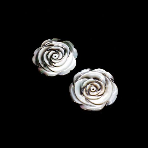 Mother of Pearl Pendant Rose Flower 25mm Silver Grey for jewellery making