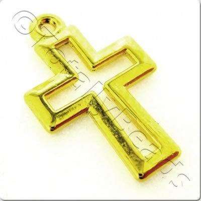 Tibetan Silver Charm - Small Cross - Gold