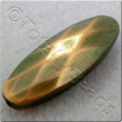 Acrylic Red Copper Bead - Flat Facet Oval 40mm