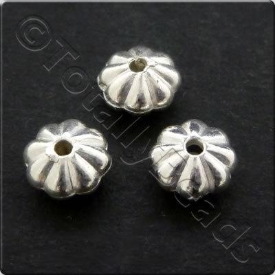 Metalised Acrylic Bead Flower 6x3.5mm - Silver 150pcs