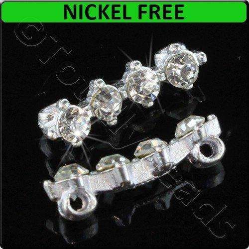 Silver Metal Spacer Bar 2 Hole Small Crystal 14x5mm 10pcs
