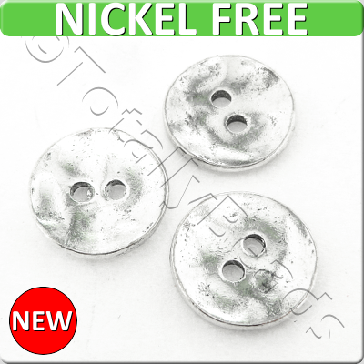 Antique Silver Metal Button - Round 13mm 16pcs - K1080