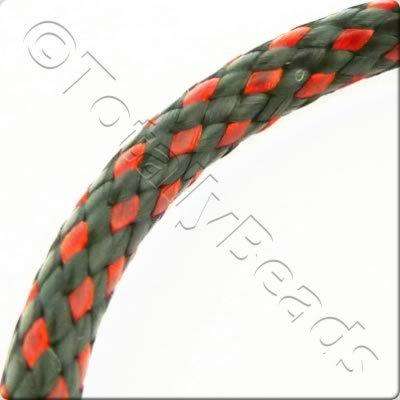 Plaited Wax Cord 4mm - Black and Red