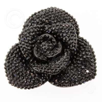 Resin Sparkle 3 Point Flower 40mm - Black
