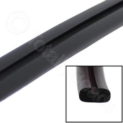 PVC Flat Groove Cord 10mm - Black 25cm