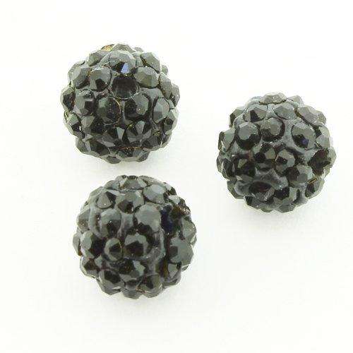 Shamballa Bead 8mm Round - Jet Black 1pc