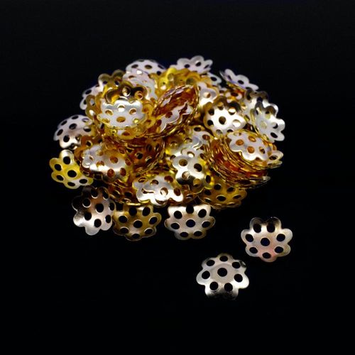 Iron Beadcap 8mm 7 Petal   Gold 100pcs for jewellery making