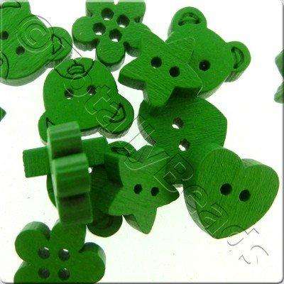 Wooden Button Mixed Shapes - Green