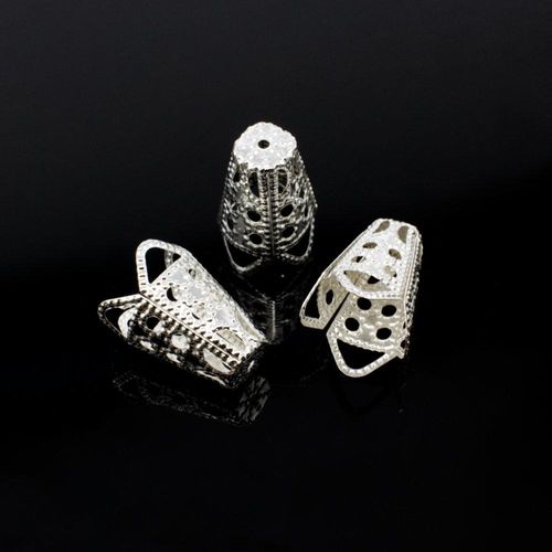 Iron Beadcone 11x16mm Filigree   Silver 25pcs for jewellery making