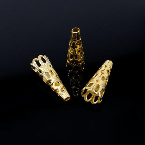 Iron Beadcone 9x22mm Filigree   Gold 25pcs for jewellery making