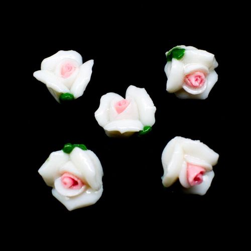 Fimo Flower Bead 10mm   White 4pcs for jewellery making