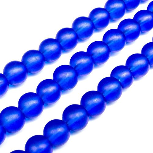 Glass Frosted Beads 8mm Round   Royal Blue for jewellery making