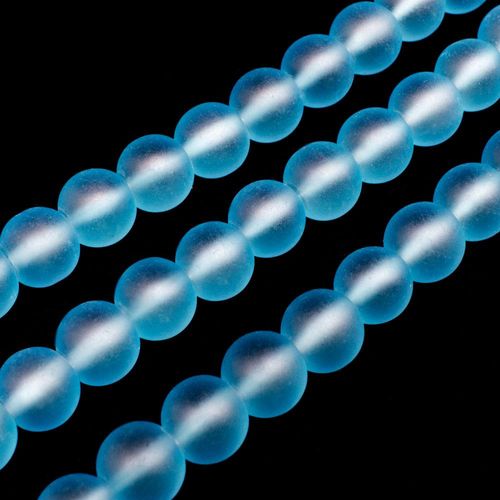 Glass Frosted Beads 8mm Round   Turquoise for jewellery making