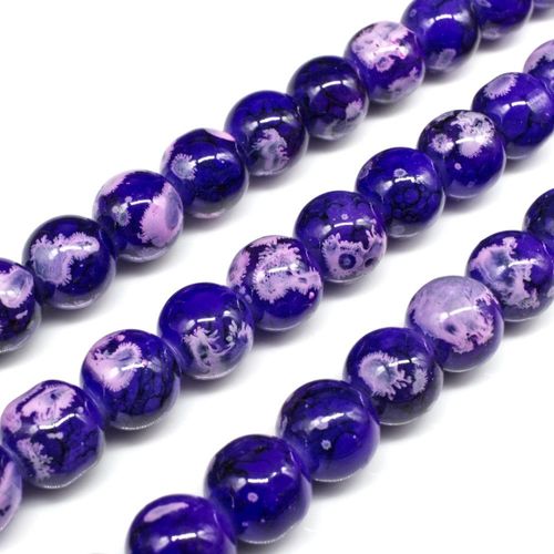 Ancient Marble Glass Beads Round 10mm   Purple for jewellery making