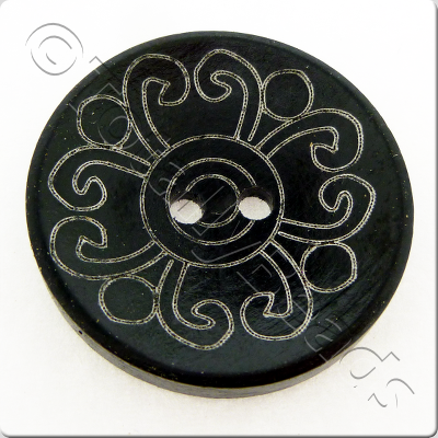 Printed Black Wooden Button - 6pcs style 3