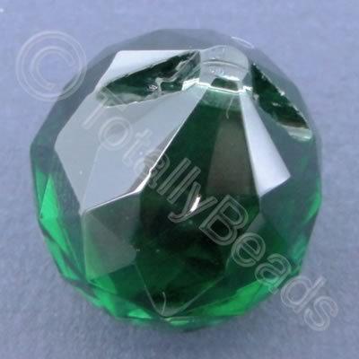 Glass Pendant Drop Round Green - 21mm