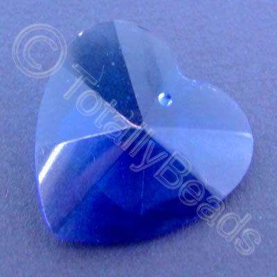 Glass Pendant Heart Blue - 28mm