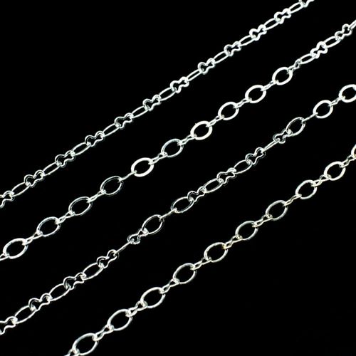 Silver Plated Chain   Oval 4mm & Figure 8 3mm 1 Metre for jewellery making