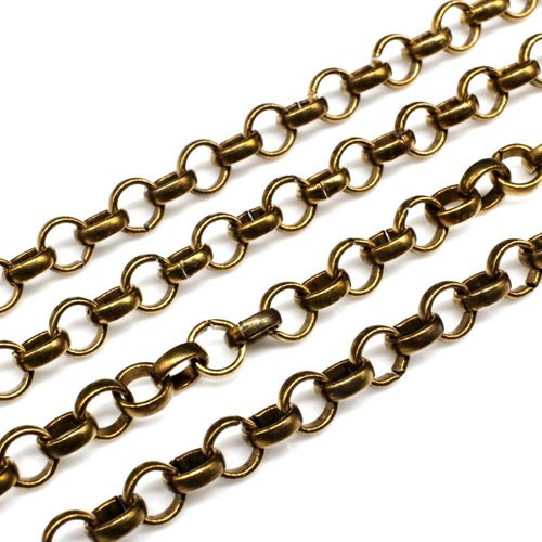 Chain Brass Plated   Rolo 6mm 1 metre for jewellery making