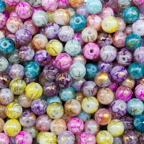Oriental Splash Round Glass Beads 6mm   Mixed for jewellery making