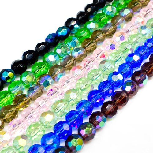 Champagne Transparent 9mm Faceted Barrel Pony Beads (500pcs)