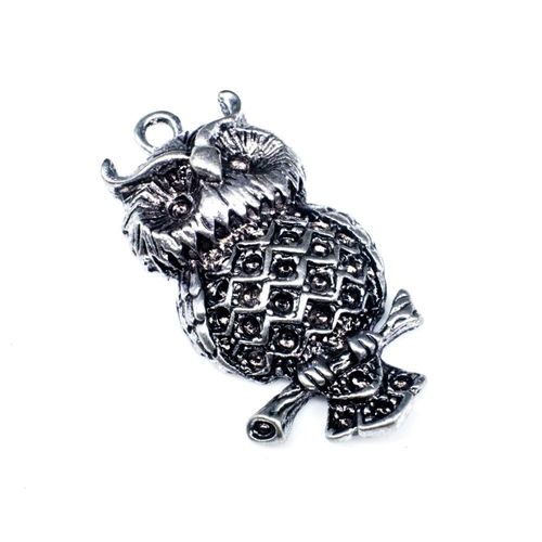 Antique Silver Metal Charm Owl 41mm 2pcs for jewellery making