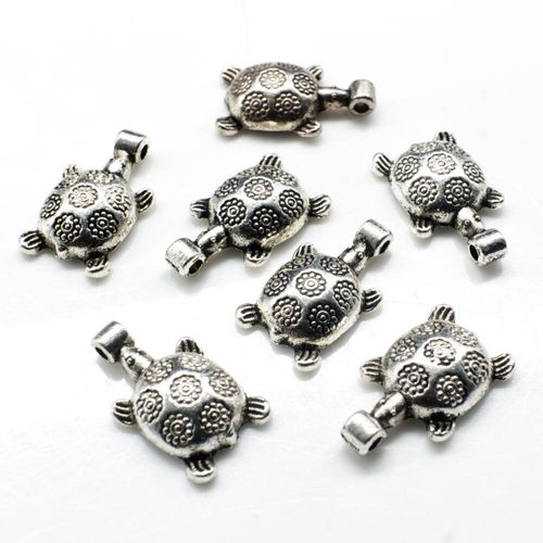 Antique Silver Metal Charm Turtle 12mm 10pcs for jewellery making