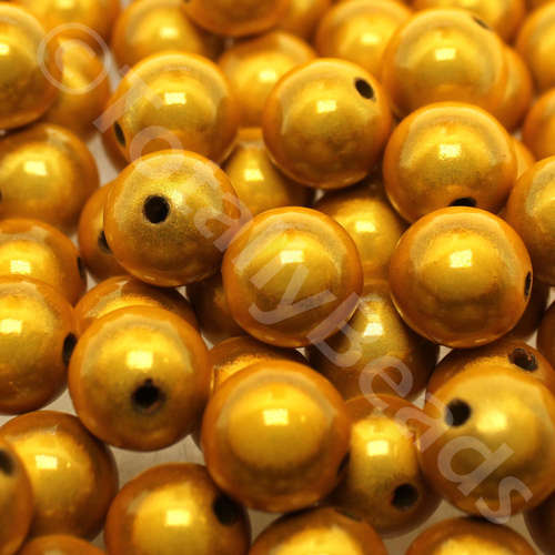 14mm Miracle acrylic round beads 14mm round dark gold 16ps — reflective 3D-effect beads ideal for jewelry making, crafts, and decorations