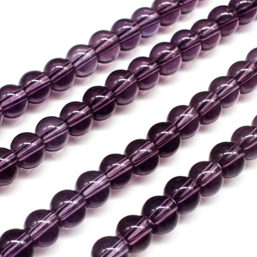 Glass Beads 6mm Round   Amethyst 14" String for jewellery making