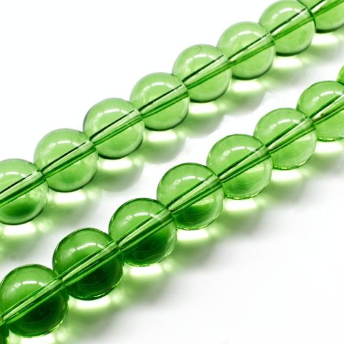 Glass Beads 12mm Round   Light Green 14" String for jewellery making