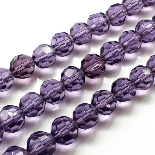 Glass Beads 10mm Facet Round   Purple 14" String for jewellery making